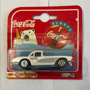 Coca-Cola White Toy Car Corvette Collectable